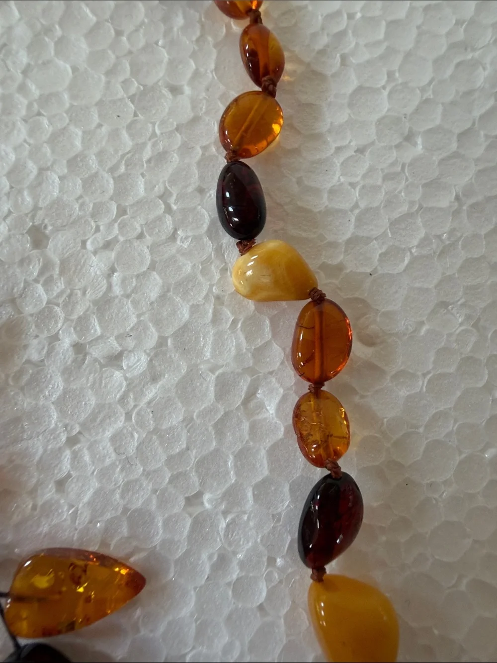 Amber Multi-Tone Leaf Necklace & Earrings Set from Latvia